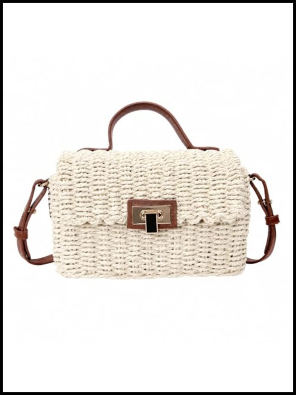 Woven Straw Mini Crossbody Purse Handbag with Top Handle and Flap Women Beach